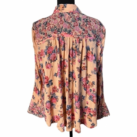 Free People Coral Floral Button Down Top Size XS - Picture 3 of 10